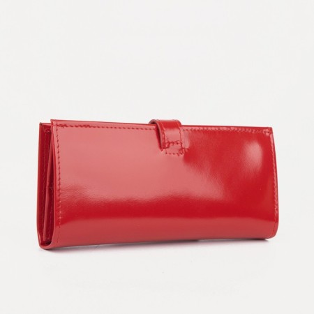 Women's wallet on the button, red color-1