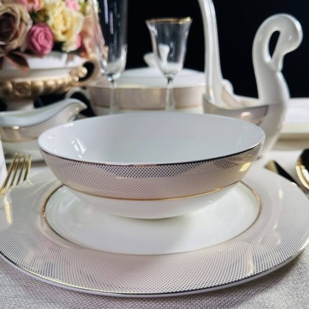 Set of salad bowls Lenardi "Golden Symphony", bone porcelain, d = 18 cm, 6 pcs