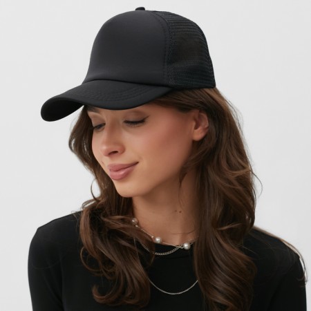 Baseball cap with minaku grid, black color, size 56-58