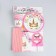 Set of dishes "Happy Birthday", unicorn, pink color
