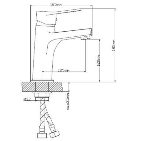 BOOU B8246-1LJ shell mixer, pour 125 mm, single-leaf, brass, chrome-4