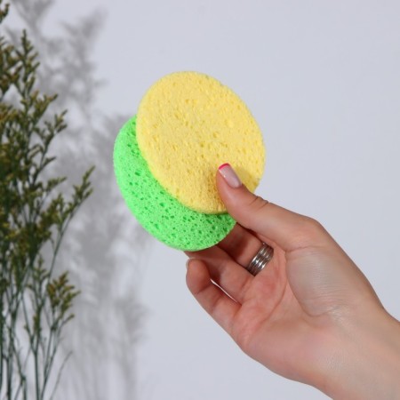 Washing sponge, round, 2 pcs, color mix-1