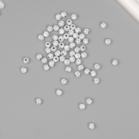 Beads for creativity plastic "Ball with rhinestones" white-silver set 20 grams 0.6x0.6x0.6 cm 104285-1