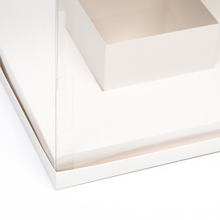 Box for flowers with a vase and PVC windows, folding, 23 x 30 x 23 cm, white-2