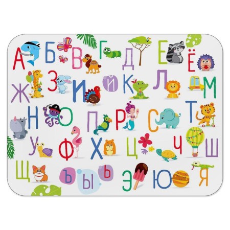 Table with wooden legs "alphabet with animals", white color-1