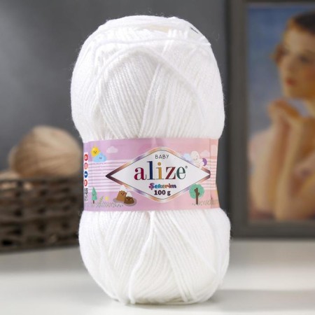 Yarn "Sekerim Bebe" 100% acrylic 320m/100g (55 white)