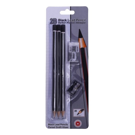 A set of black -graphic pencils 3 pieces, sharpener, eraser-4
