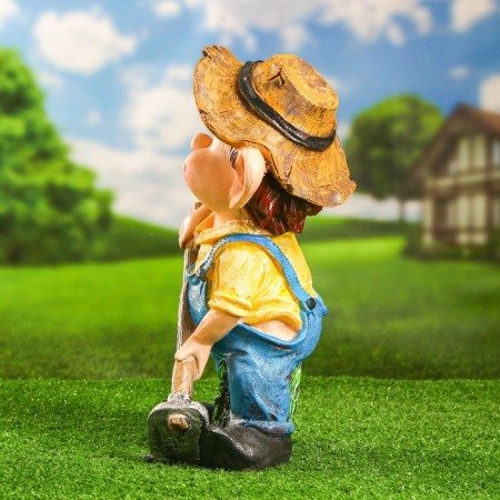 Sadovaya figure "Dwarf in a hat with a hoe" 19x18x37cm-1