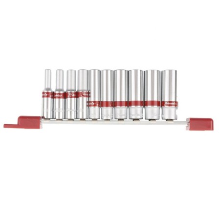 A set of elongated end heads Matrix, 1/4 ", 6 faces, CRV, 10 pcs., 4-13 mm