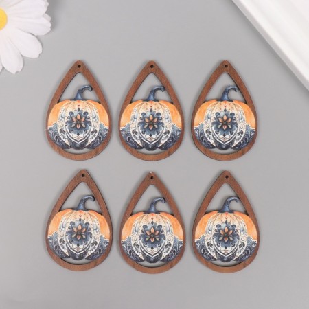 Decor for creativity tree "Pumpkin with a pattern" 4.9x3.3x0.3 cm-2