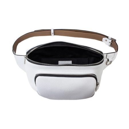 Waist bag, 2 parts on a zipper, adjustable belt, white color-1
