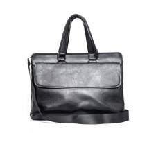 Портфель мужской, экокожа, DE-GOSA черный, 38х6х30 см