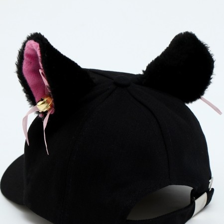 Baby cap for a girl "cat" with ears, black color, rr 52-54, 5-7 years old-6