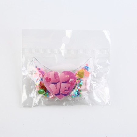 Hair hairpin with a shaker LOVE, 6 x 4.5 cm-3