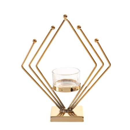Climber Metal, glass per 1 candle "Golden Romb" d = 4.5 cm 6x16x19 cm-4
