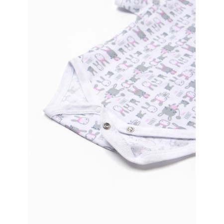 Body baby with short sleeve "Bunny", white/pink color, height 68-3