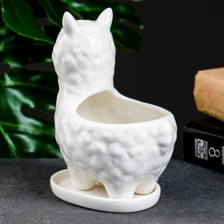 Pot "Lama Lyol" White, 15x8x12cm-3