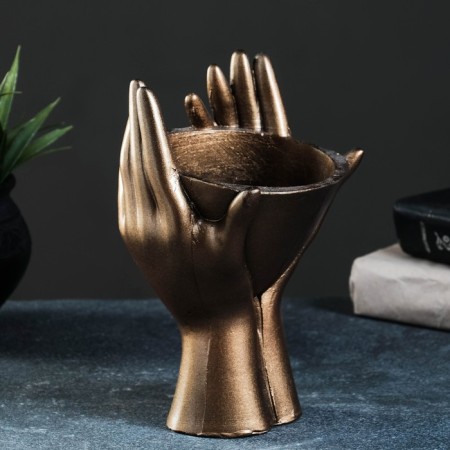 Kashpo - organizer "Dreams in the hands" of bronze, 13x20.5x13.5cm-3