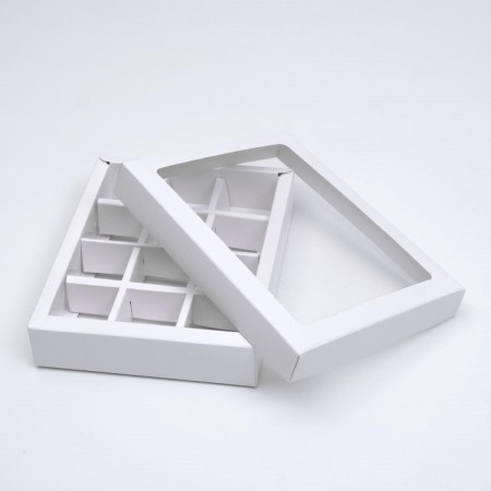Box for sweets, 12 pcs, white, 19 x 15 x 3.5 cm, set 5 pcs.-1
