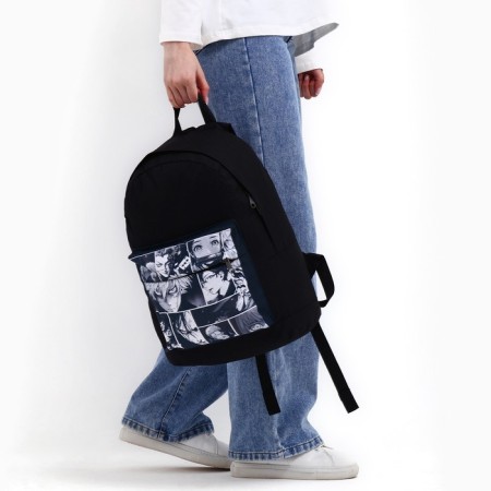 School Youth Backpack "Anime", 33x13x37, lightning department, n/pocket, black-5