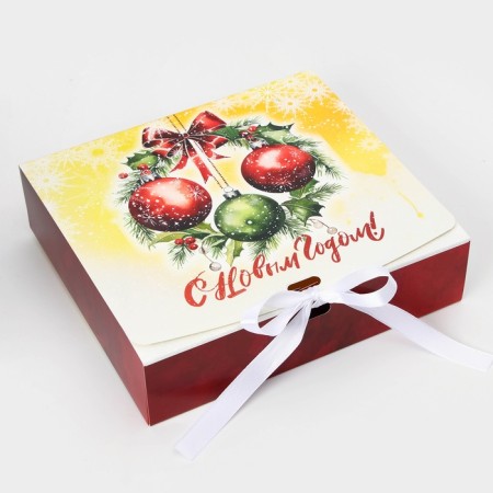 New Year. Gift New Year's folding, packaging, New Year's Wreath, 20 × 18 × 5 cm.-1