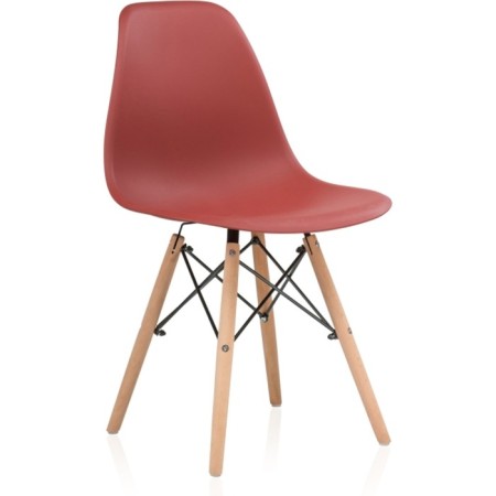 Plastic chair EAMES Massive Buk/Metal/Plastic, natural/burgundy 46x52x83 cm