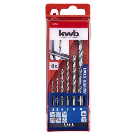 Set of drill on metal KWB Silver Star, 2/3/4/5/6/7/8 mm, sharpening angle 135 °, stal HSS-G-1