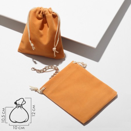 Velvet bag, 10 × 12 cm, orange color