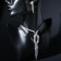 Set 2 objects: earrings, necklace "ice" bend, white color in silver, 40cm