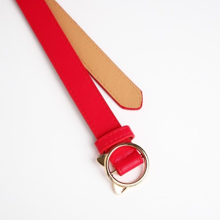 Building belt, width 2.5 cm, metal buckle, fuchsia color-1