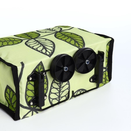 Folding bag on Velcro, 2 wheels, green color-4