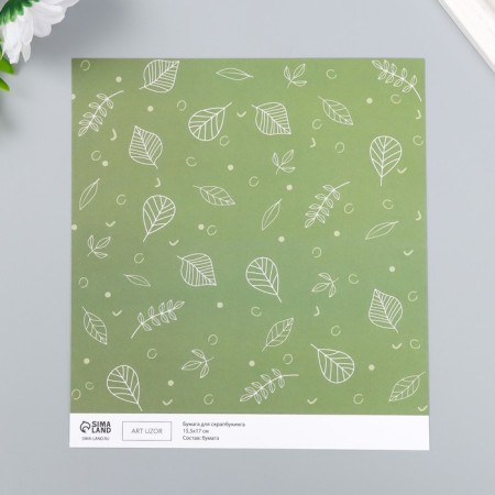 Scrapbooking paper bilateral "leaves" density 180 g 15.5x17 cm-2