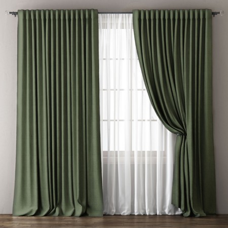 Set of curtains "Omma", size 170 x 270 cm, green