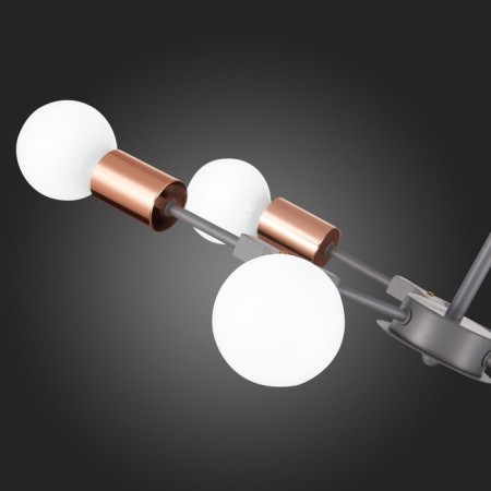 Ceiling EVOLUCE lamp. Sle106403-06. Palare. 6x60 watts, E27, 60x60x35.5 cm, gray color, pink gold-10