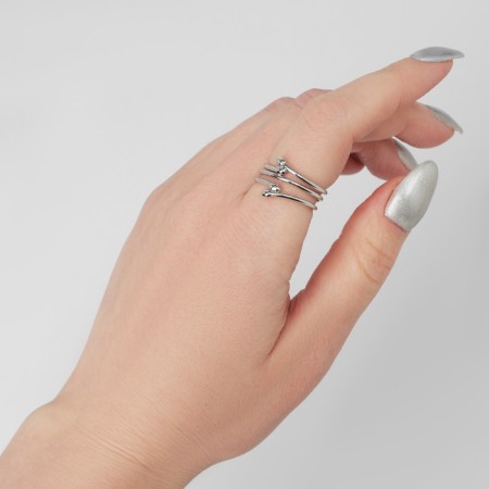 The ring "three lines" of the berries, the color is silver, dimensionless-1