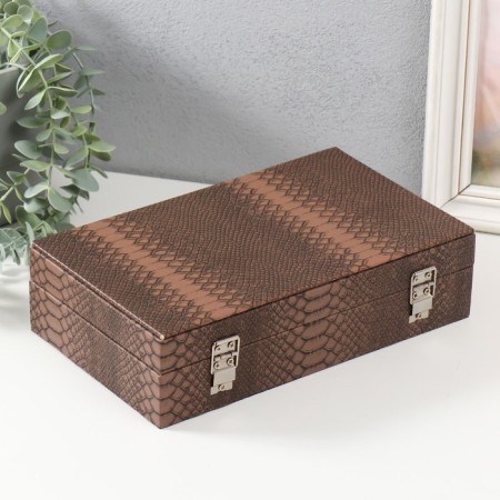 Casket wood to the leatherette "Coffee python" 25x15x6.5 cm-3