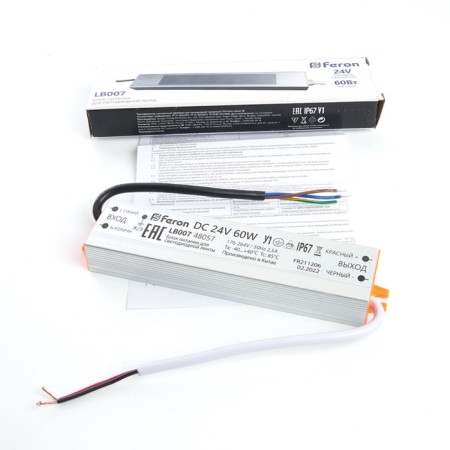 Electronic transformer for 24 W LED tape, Feron, LB007, 2.5A, 60 W-2
