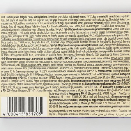 Milk chocolate SchoGetten Praliné Noisettes Chocolate "Orekhovaya Plin", 100 g-2