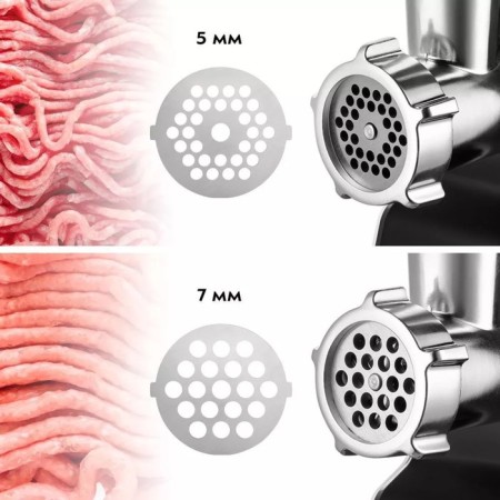 KitFort KT-2117, 300 W meat grinder, 1.2 kg/min, 3 nozzles, reverse, white and black-2