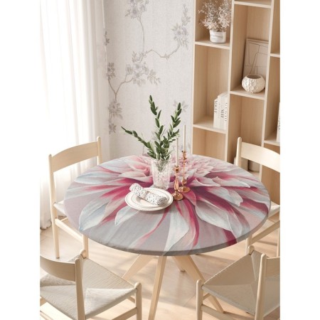 Tables on the table "Life with flowers", round, oxford, elastic band, size 140x140 cm, diameter 105-120 cm-2