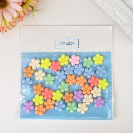 Beads for creativity plastic "Flowers. Pastel colors" set of 38 pcs 15 grams 1.3x1.3 cm-5