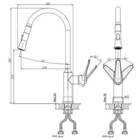 Kitchen mixer rush jawa ja0735-24, one-rod, with swiveling, chrome-1