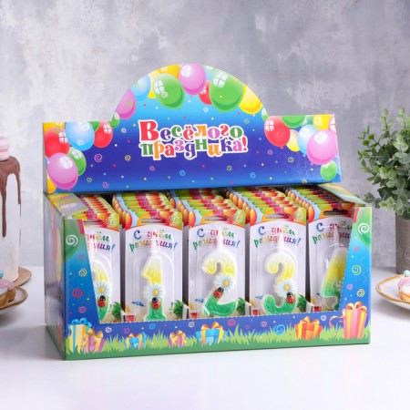 Show Box with candles for the cake numbers "Chamomile", 10.2 cm, 50 pieces