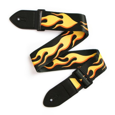 Music Life guitar belt, 60-117x5 cm, yellow flame-1