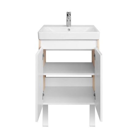 Tumbling under the Aquaton sink Scandil Doors, 55 cm, white gloss color, oak Verona-5