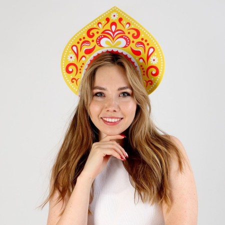 Carnival kokoshnik "queen" from felt, with sparkles-2