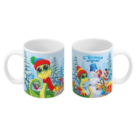 Ceramic mug. Symbol of the year 2025. Snake, 320 ml, Mickey Mouse-1