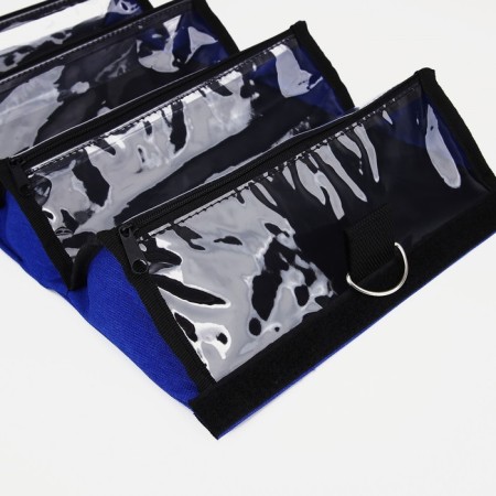 Cosmetic bag, 4 parts on zippers, cornflower color-3