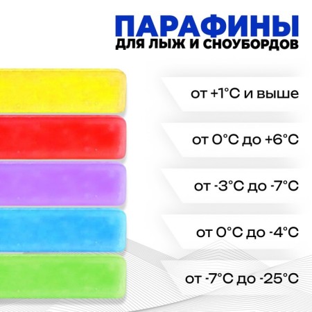 Paraffins for skis, 5 pcs., From 0 to -25 ° C, 200 g