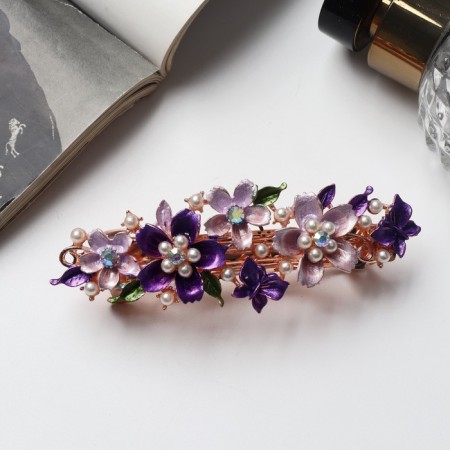 Hair clip "Waltz of Flowers" beads, 9 cm